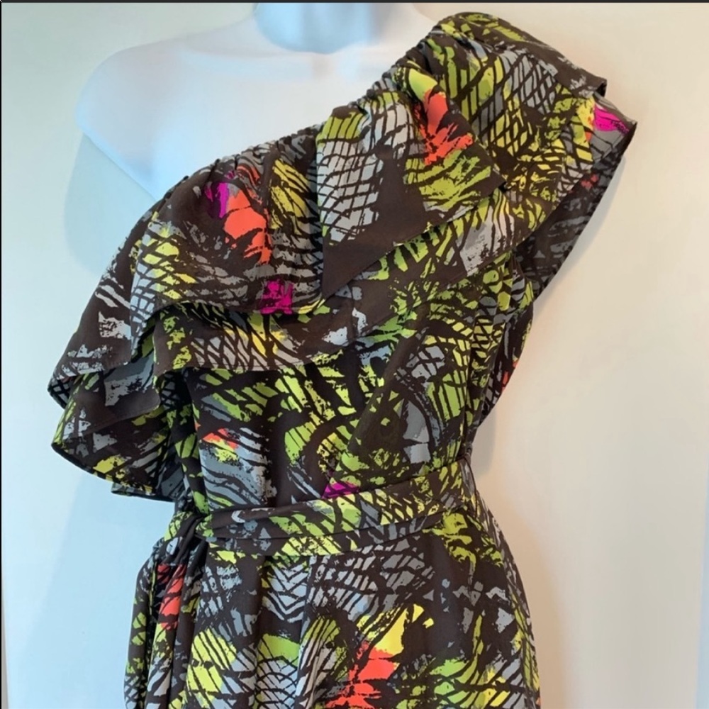 Alice & Trixie Silk One Shoulder Belted Dress - Picture 3 of 9